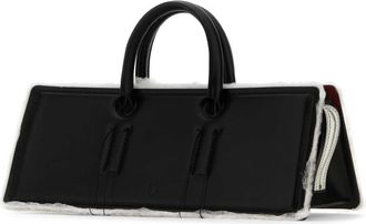 DENTRO Womens Black Leather Otto Handbag Borse A Mano Bag