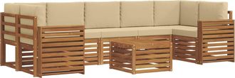 vidaXL Conjunto De Sof&aacute;s De Exterior 8 Uds. Natural Y Beige Vidaxl