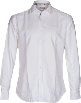 Xacus Casual Shirts, male, White, Size: L Tailor Fit Cotton Shirt with Floral Inserts