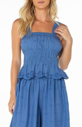 Roxy West Reef Eyelet Cotton Tank in Dutch Blue at Nordstrom, Size X-Large