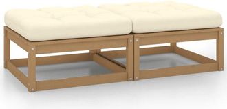 vidaXL Taburetes De Jard&iacute;n Con Cojines 2 Uds Madera Pino Marr&oacute;n Miel Vidaxl