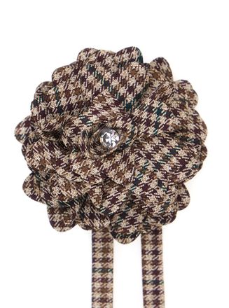 Nan&aacute;n Checkered Flower Hair Clip - Brown