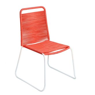 LOLAhome Silla de jard&iacute;n Antea rojo claro apilable de acero blanco