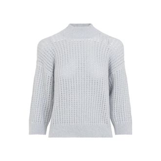 PESERICO Light Blue Knitted Mock Collar Sweater