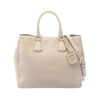 Prada Pre-owned Vit.daino 2Way Tote Bag - Dames - Pre-owned - Grijs - Maat: ONE Size Leer