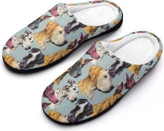 Generic Great Dane Dogs Funny Mens Cotton Slippers Shoes Novelty Soft Non-Slip Sole Home Shoe