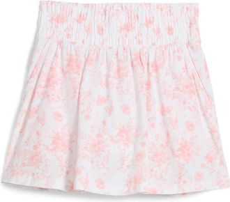 Puma Sandy Golf Skort Womens Pink Floral Smocked Waist A-Line Active DSGL577