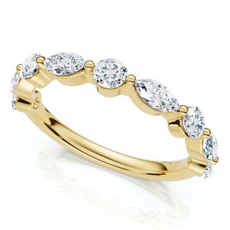 Pompeii3 3/4Ct Marquise & Round Diamond Stacking Band 14k Gold or Platinum Lab Grown