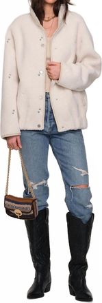 Heartloom Maria Cozy Faux Shearling Jacket In Ivory