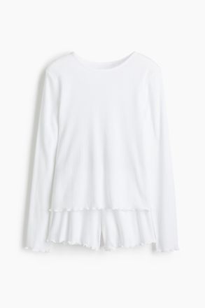 H&M Pyjama mit Pointellemuster - Weiss
