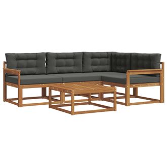 vidaXL Conjunto De Sof&aacute;s De Exterior 5 Pcs Natural Y Antracita Vidaxl
