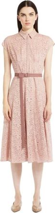 Max Mara Vestido camisero largo de encaje macram&eacute; - Dresses - Mujer - Rosa - L