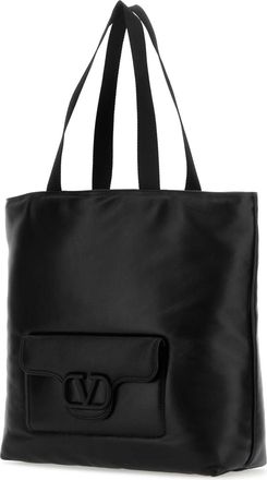 Valentino Garavani Mens Black Nappa Leather Valentino Garavani Noir Shopping Bag Nero Borse A Mano