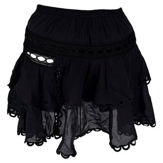 Charo Ruiz Ibiza Charo Ruiz Lace-Trimmed Mini Skirt in Black Cotton