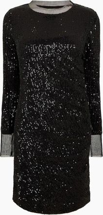 HUGO BOSS Womens Womens Edegra All Over Sequinned Design Dress - Black - Size: 10