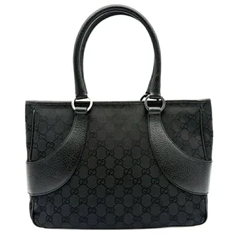 Gucci Black Gg Canvas Leather Tote Bag (Pre-Owned)