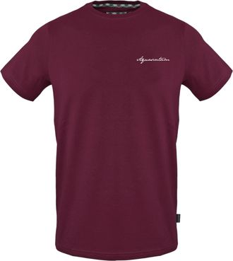 Aquascutum Heren Geborduurd Logo Katoenen T-Shirt (Rood)