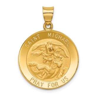 Diamond2Deal 14k Yellow Gold Saint Michael Medal Hollow Pendant