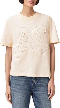 AllSaints Lisa Embroidered Cotton T-Shirt in Pebble White at Nordstrom, Size X-Small