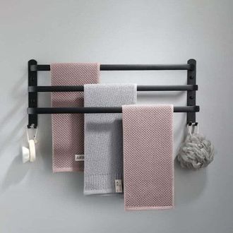 OEM Toallero De Pared Jalleria, Soporte Para Toallas De Ba&ntilde;o, Estante Para Toallas Con Ganchos, Toallero De Aluminio Para Cocina, Ba&ntilde;o Y Hotel (negro, 60 