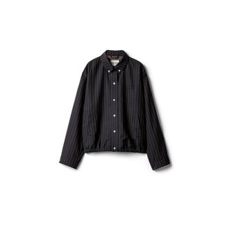 Miu Miu Pinstriped Blouson Jacket, Woman, Navy, Size 38