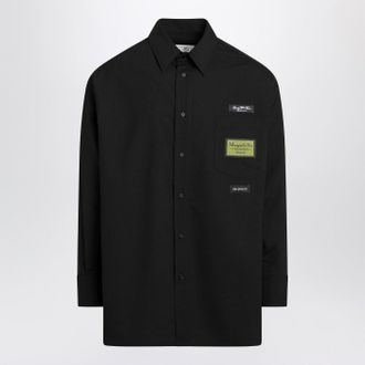 Maison Margiela Black Wool Blend Shirt With Label Details