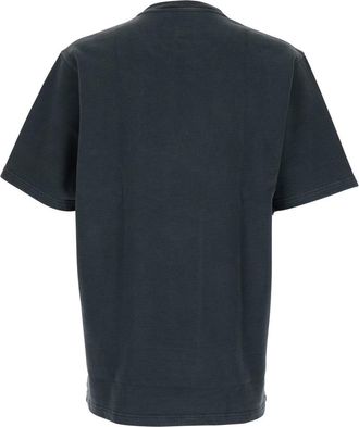 Dolce & Gabbana Mens Dark Grey Crewneck T-Shirt With Logo Print Cotton T-Shirts And Polos
