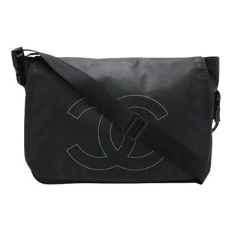 Chanel Pre-owned Cross Body Bags, female, Black, Size: ONE SIZE Pre-owned Vintage Rubber Messenger Bag