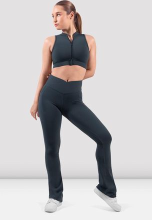 Bloch BLOCH Apex Teen BLOCHeverhold Flare Legging, Green Charcoal