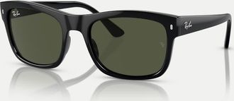 Ray-Ban RB4428 - Occhiali da sole squadrati neri con lenti verdi-Nero