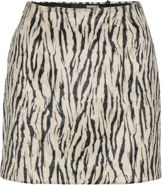 Rotate Printed Faux Fur Skirt