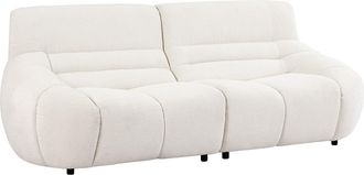 Vente-Unique Sof&aacute; de 3 plazas de tela rizada blanco BOVERA