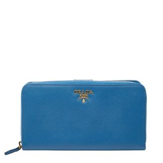 Prada Blue Leather Long Wallet (Bi-Fold) (Pre-Owned)
