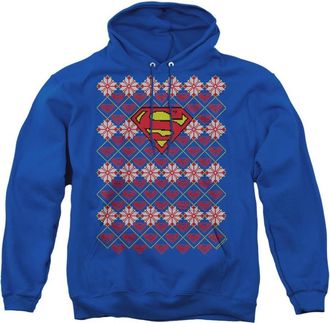 Gildan Superman Superman Christmas Sweater Adult Pull Over Hoodie / Hooded Sweatshirt