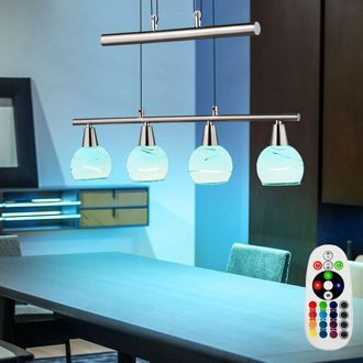 ETC Shop Etc-shop - Lampada A Sospensione A Soffitto Led Rgb Telecomando Vetro Dimmer Lampada Regolabile In Altezza 54341-4z