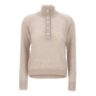 Gran Sasso Truien & Vesten, Dames, Beige, XS, Alpaca-Blend Half-Button Sweater