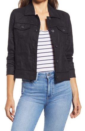 Tommy Bahama Two Palms Linen Raw Edge Jacket in Black at Nordstrom, Size X-Small