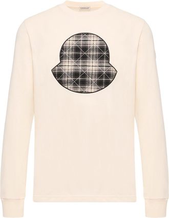 Moncler Moncler Check Panel Cotton Jersey T-shirt, Men, White, Size: 3xl