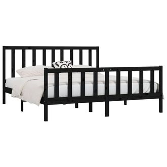 Berkfield Home Beautiful Bed Frame Black Solid Wood 200x200 cm
