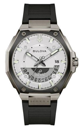 Bulova Series X Rubber Strap Watch, 42mm in Black at Nordstrom