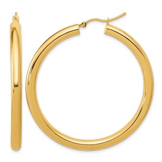 Diamond2Deal 14k Yellow Gold 4x50mm Round Hoop Earrings