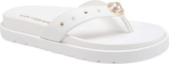 Karl Lagerfeld Hayze Pearl Flip Flop in Bright White at Nordstrom Rack, Size 5.5