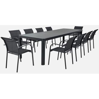 Sweeek Set tavolo da giardino estensibile in alluminio con 10 sedie