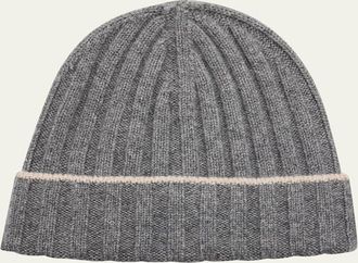Brunello Cucinelli Mens Tipped Cashmere Rib Beanie Hat