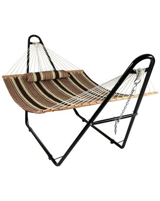 Sunnydaze Quilted Hammock W/ Universal Steel Stand -Sandy Beach-450-Lb. Capacity