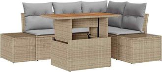 vidaXL Conjunto De Sof&aacute; De Jard&iacute;n 5 Pcs Beige Polirat&aacute;n Vidaxl