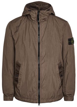 Stone Island Hooded Crinkled Shell Jacket - Burgundy - XL
