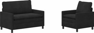 vidaXL Juego De Sof&aacute; 2 Uds. Negro Terciopelo Vidaxl