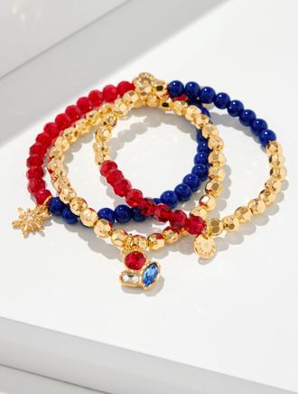Talbots Americana Stretch Bracelet Set - Red/Gold - 001 Talbots