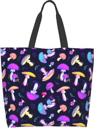 Generic Colorful Mushrooms3 Women Handbag Waterproof Shopping Bag Durable Shoulder Bags For Travel Camping Ladies